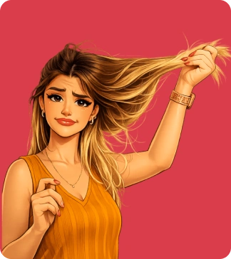 cabelo quebradiço fundo vermelho